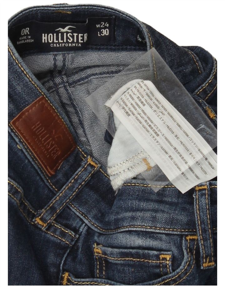 HOLLISTER Calça jeans feminina cintura baixa super skinny EUA 0 XS W24 L30 algodão azul