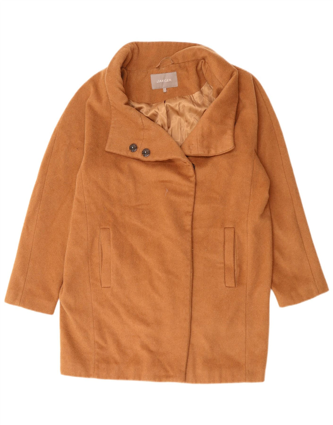 Sobretudo feminino Jaeger de ajuste solto Reino Unido 14 lã marrom médio