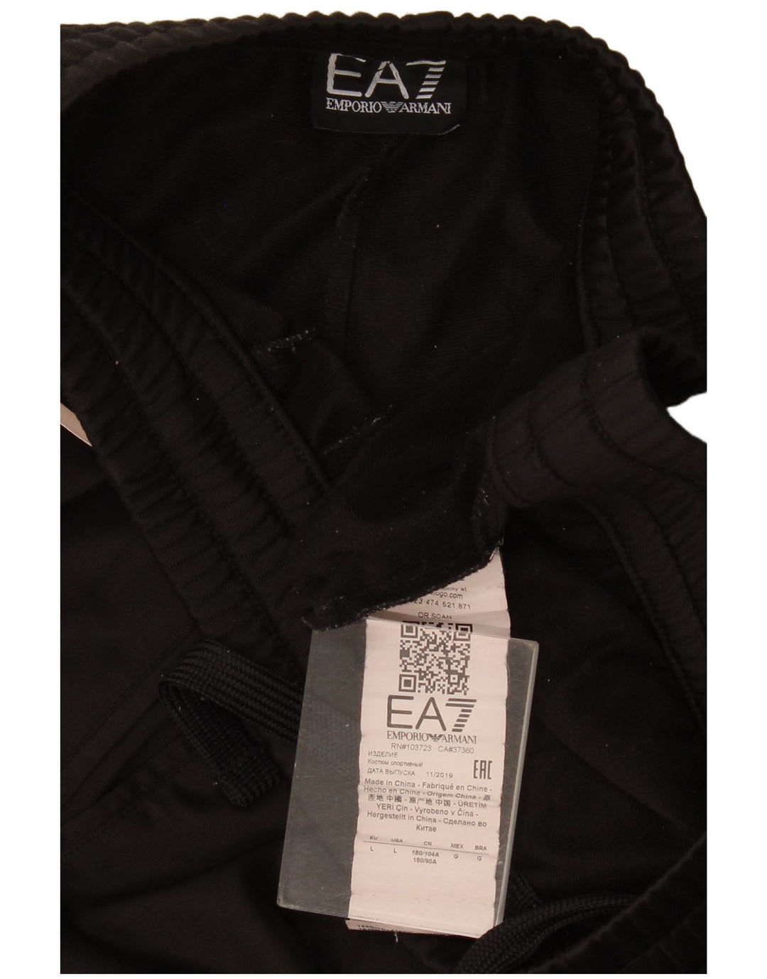 Calça esportiva masculina Emporio Armani, calça jogger grande poliéster preto