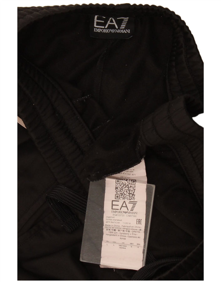 Calça esportiva masculina Emporio Armani, calça jogger grande poliéster preto