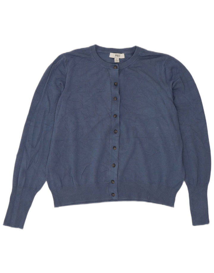 Suéter cardigã feminino Marks & Spencer Reino Unido 16 grande viscose azul