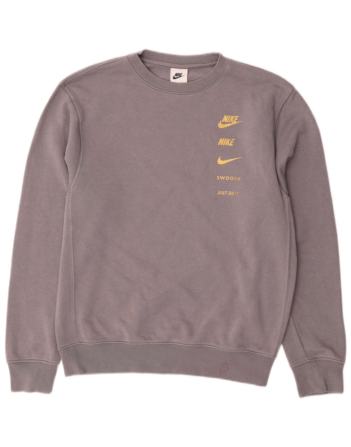 NIKE Masculino Swoosh Graphic Moletom Jumper XS Cinza Algodão