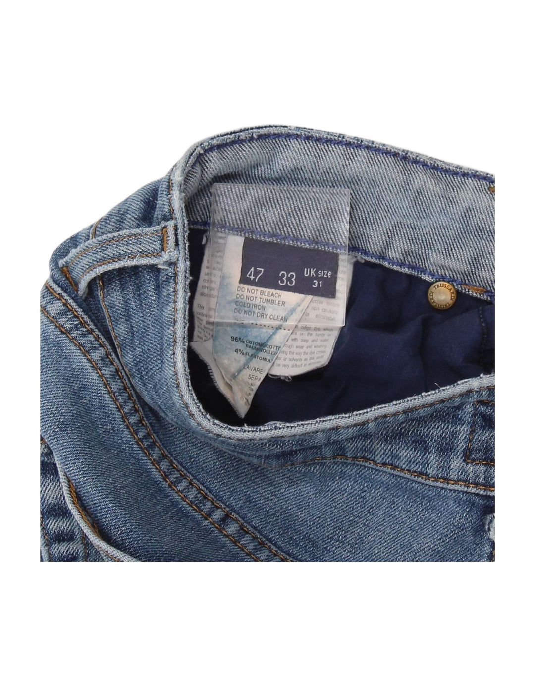 Jeans retos femininos TRUSSARDI W31 L30 algodão azul