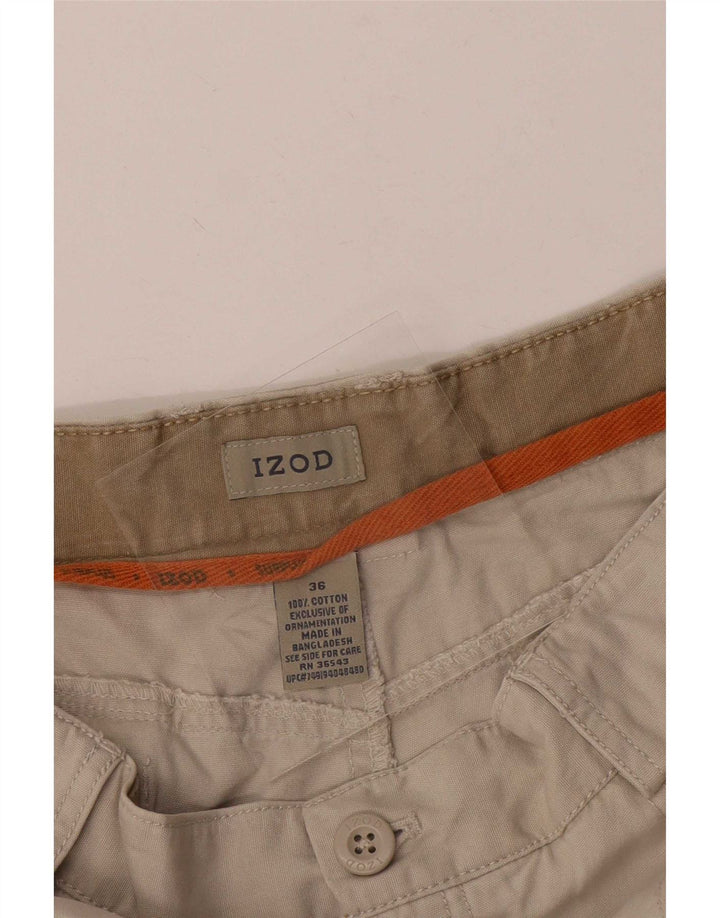 Izod Mens Cargo Shorts Grande W36 Algodão Bege
