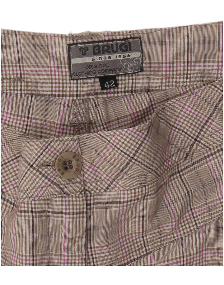 Shorts casual feminino Brugi IT 42 médio W30 cinza xadrez