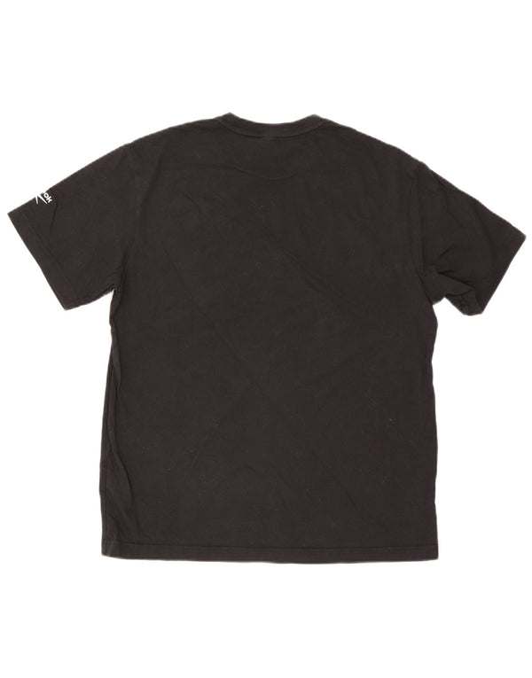 Reebok Mens Graphic T-Shirt Top Grande Algodão Preto