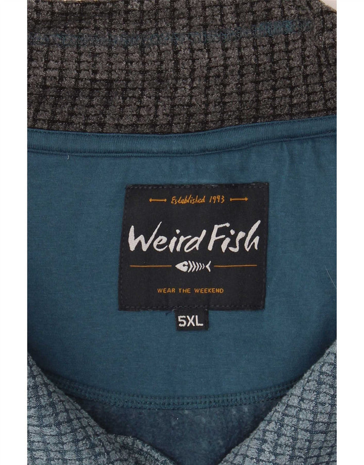 Moletom masculino Weird Fish com zíper e gola 5XL azul