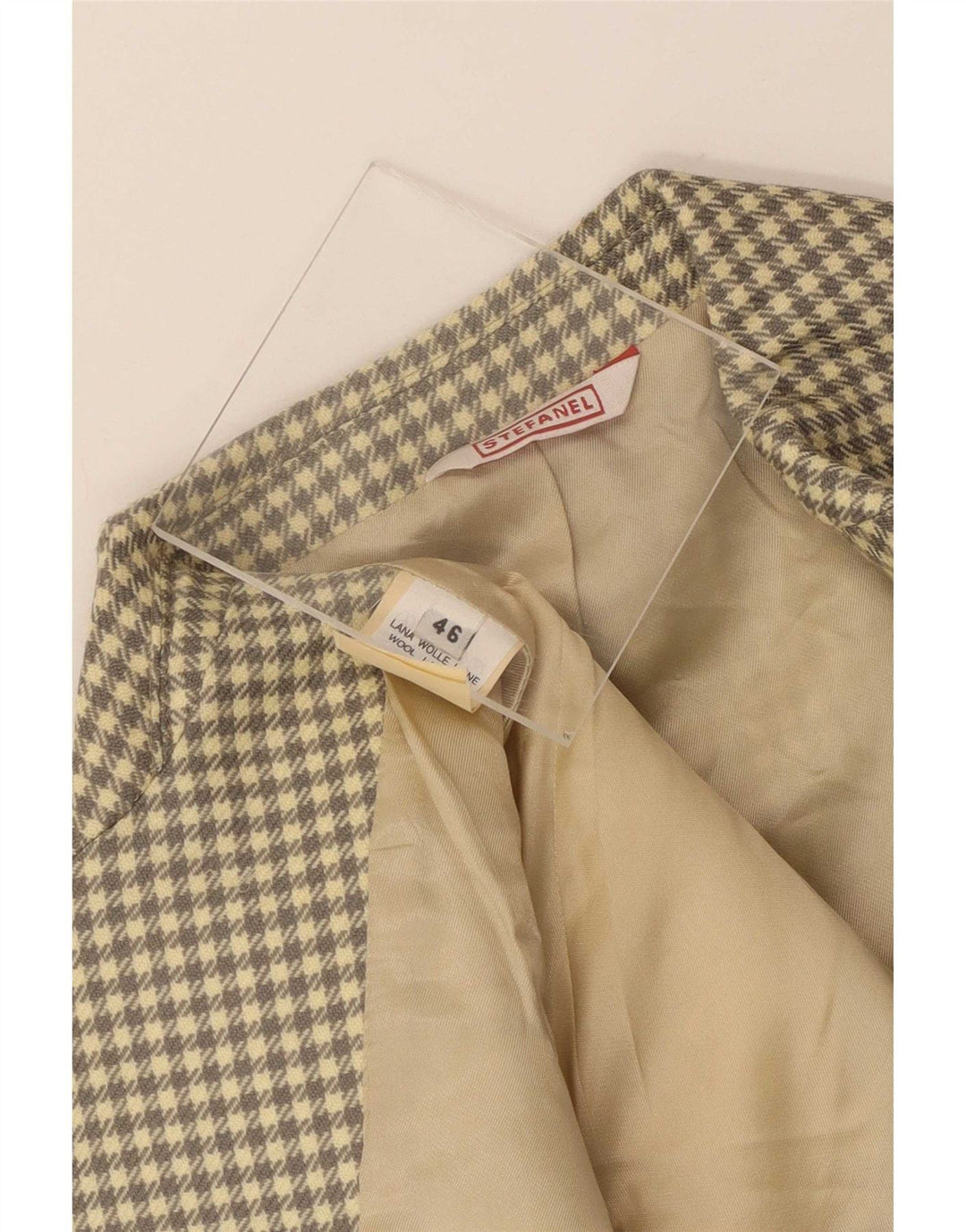Stefanel Mens 3 Button Blazer Jacket IT 46 Small Grey Check Wool
