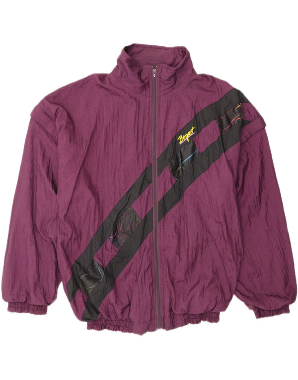 Jaqueta superior de agasalho masculino vintage 2XL marrom Colourblock Nylon