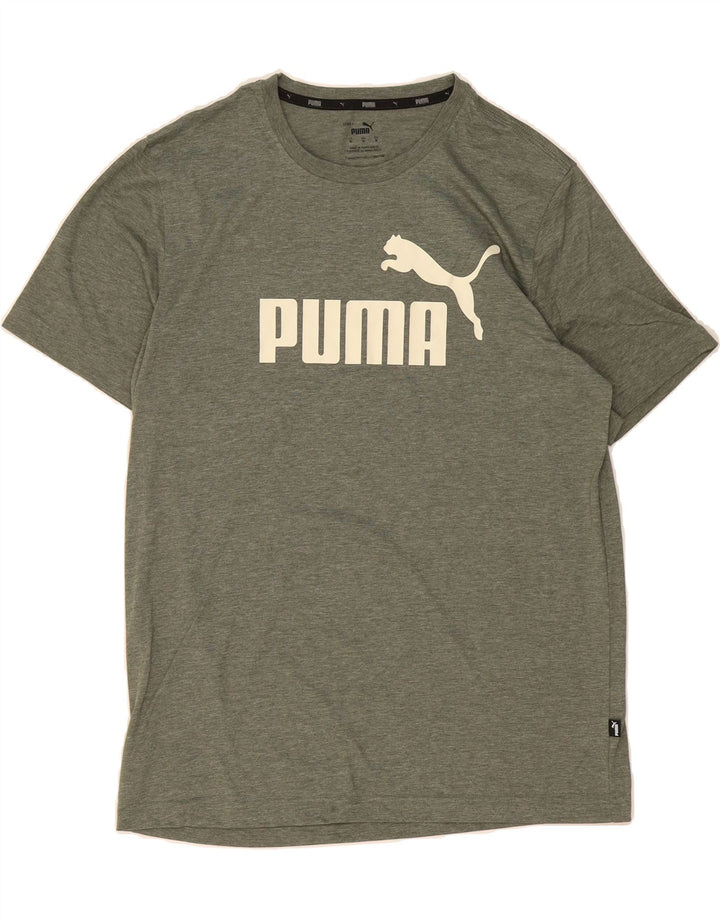 PUMA Mens Graphic T-Shirt Top Medium Khaki Vintage Puma and Second-Hand Puma from Messina Hembry 