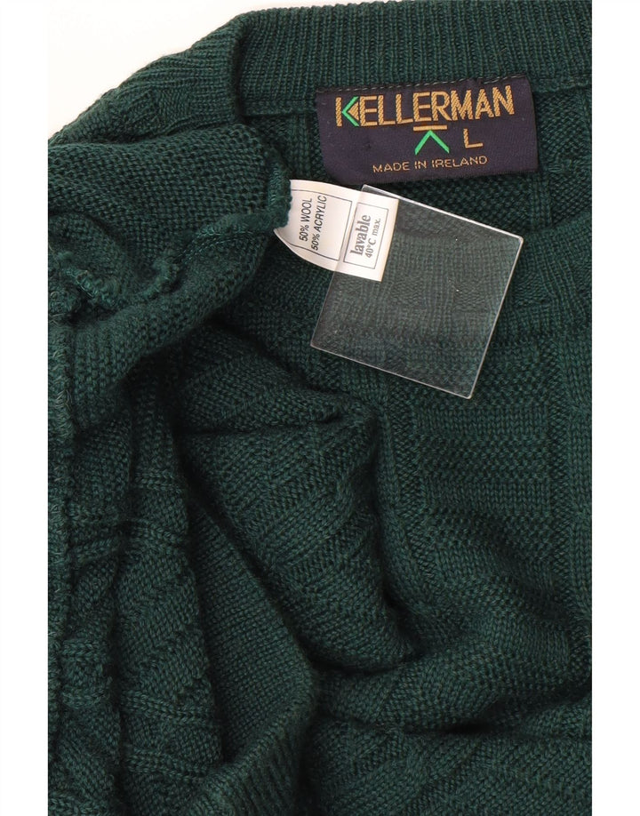 Suéter masculino KELLERMAN com gola redonda, grande lã verde