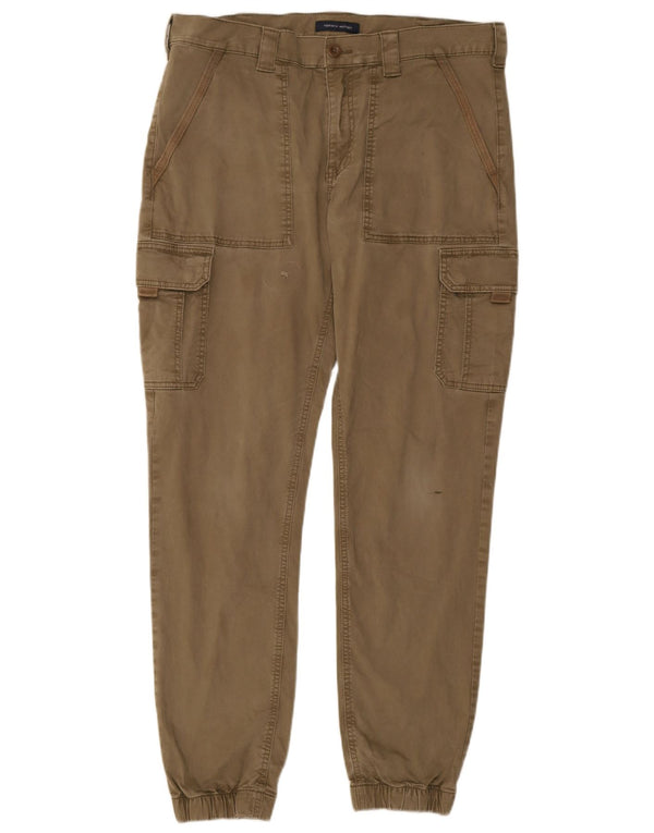 Calça cargo masculina Tommy Hilfiger Joggers W36 L32 algodão bege