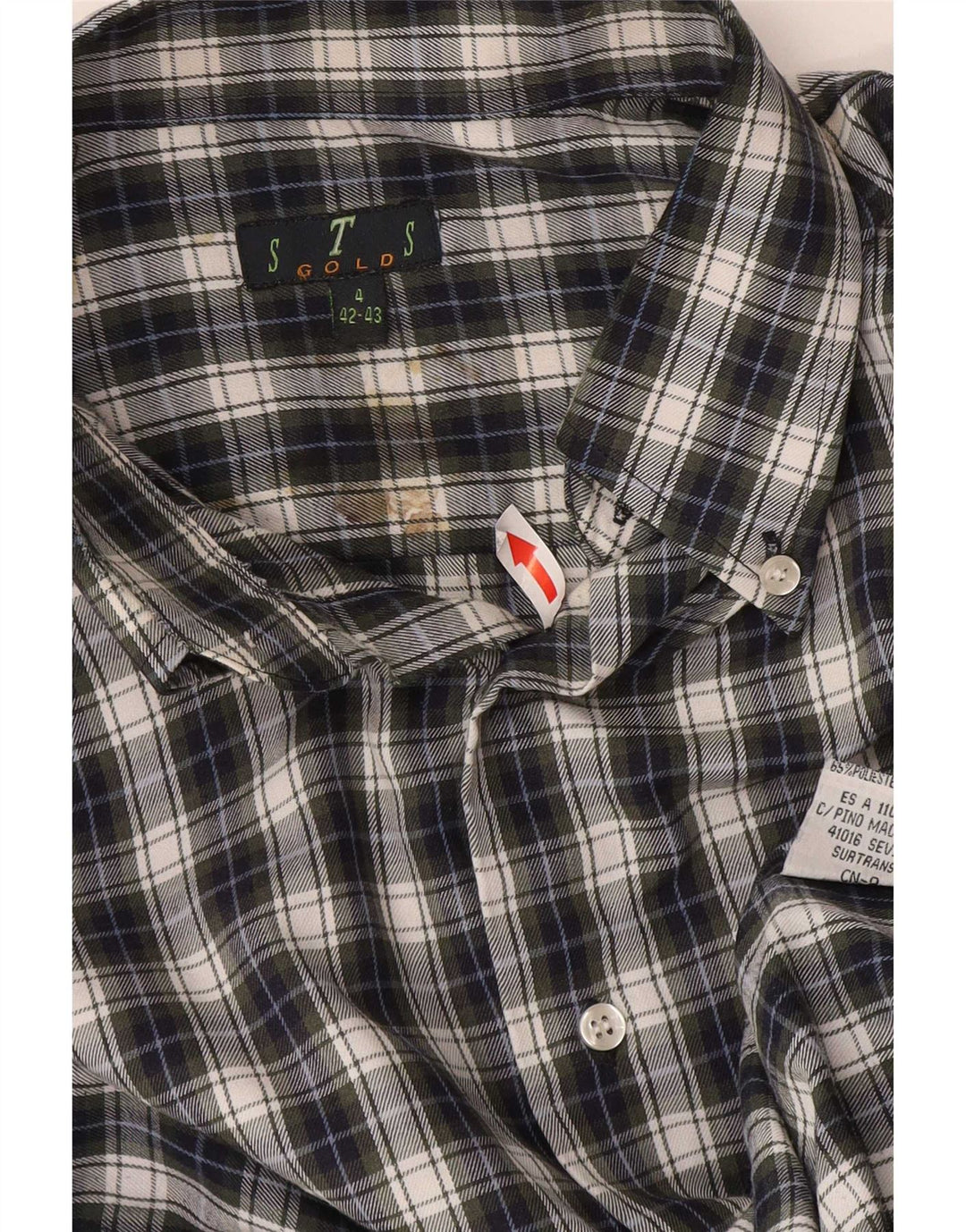 Camisa masculina de flanela STS tamanho 42/43 grande poliéster xadrez azul