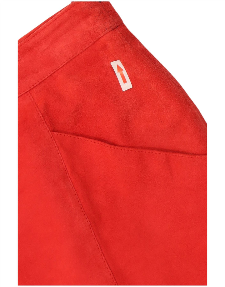 Saia reta de camurça feminina vintage W34 grande vermelha