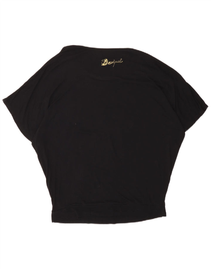 Blusa feminina DESIGUAL com estampa oversized UK 16 grande preta