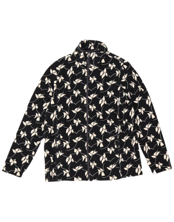 Jaqueta de lã feminina Lands End UK 14 poliéster floral azul marinho médio