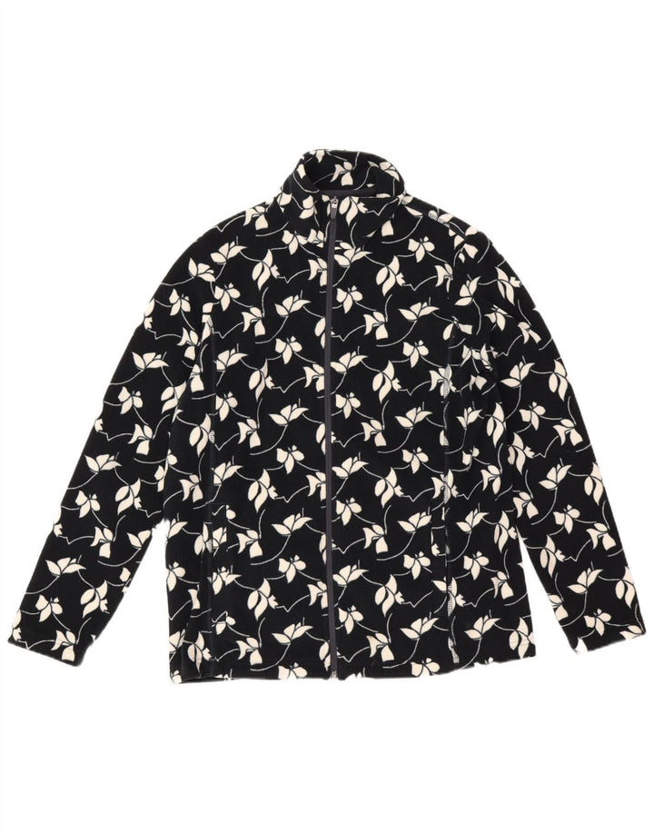 Jaqueta de lã feminina Lands End UK 14 poliéster floral azul marinho médio
