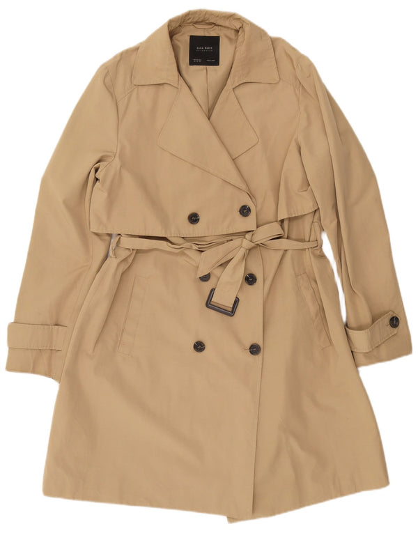 ZARA Womens Trench Coat UK 18 XL Algodão Bege