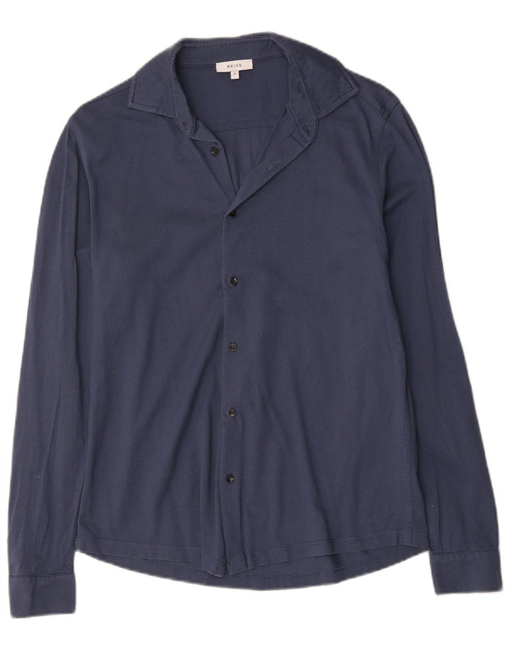 Camisa masculina Reiss pequena algodão azul