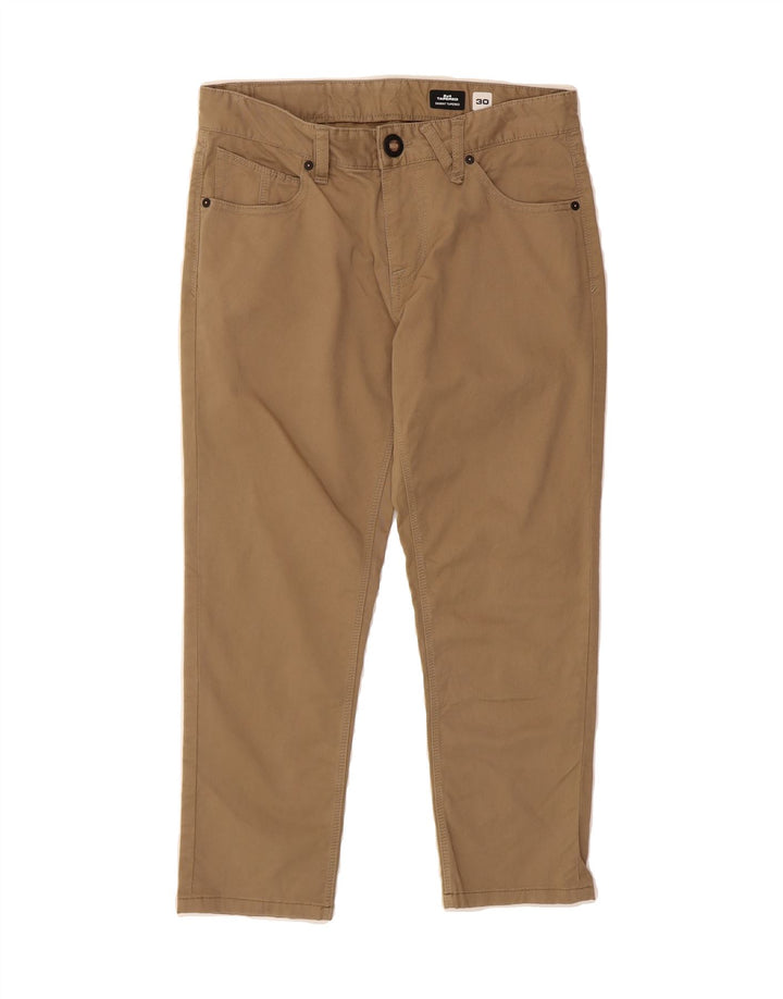 VOLCOM Mens Tapered Cropped Trousers W30 L23 Brown Cotton Vintage Volcom and Second-Hand Volcom from Messina Hembry 