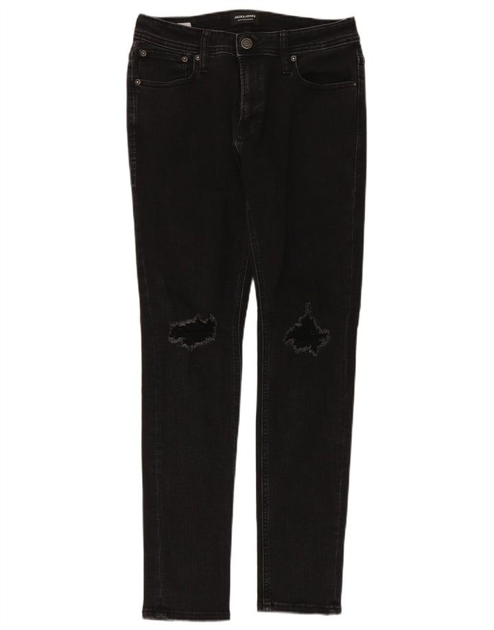 Jeans masculinos Jack & Jones desgastados slim W32 L30 algodão preto