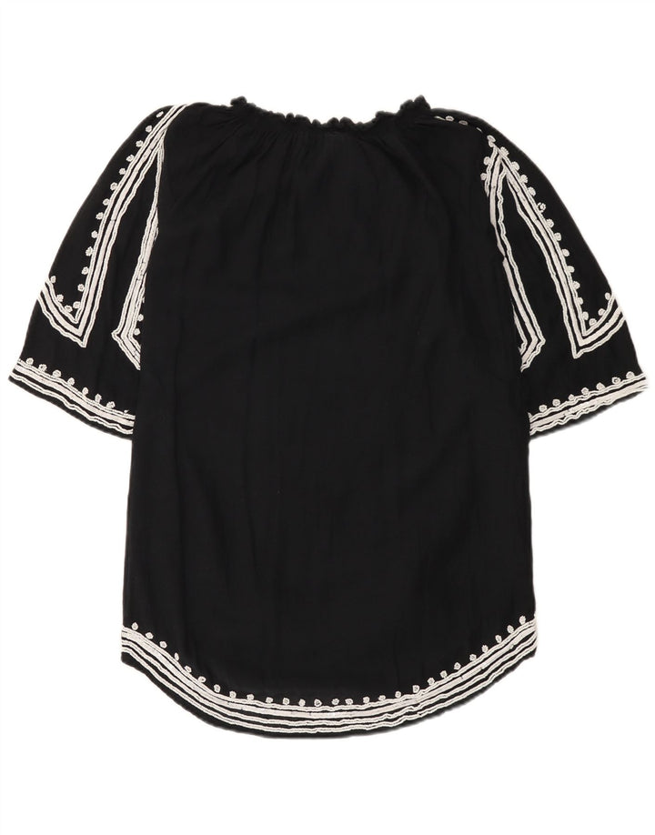 Blusa feminina Zara UK 12 algodão preto médio