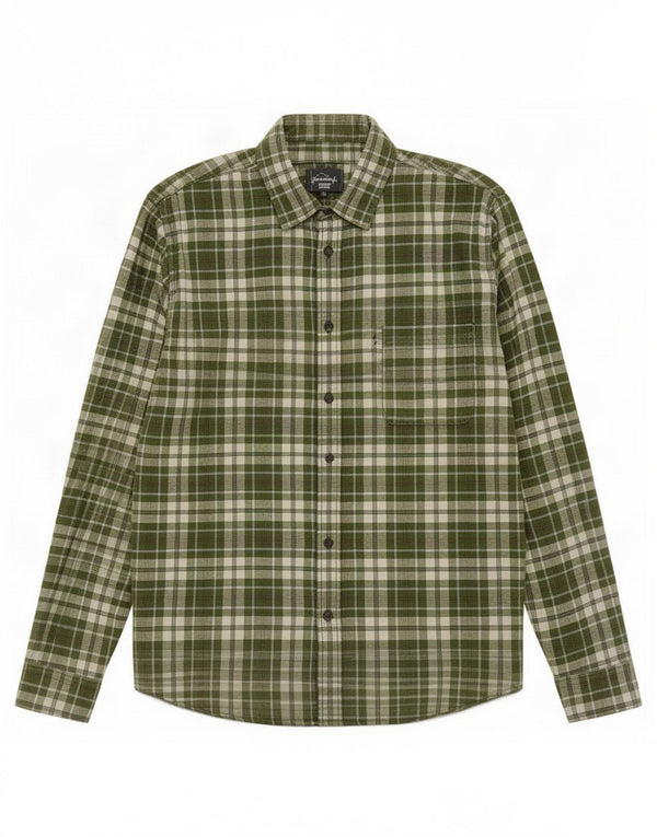 Camisa masculina Benetton grande algodão xadrez verde