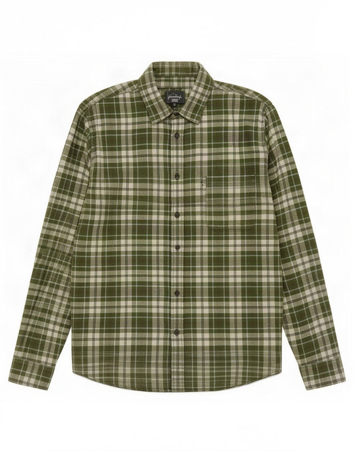 Camisa masculina Benetton grande algodão xadrez verde