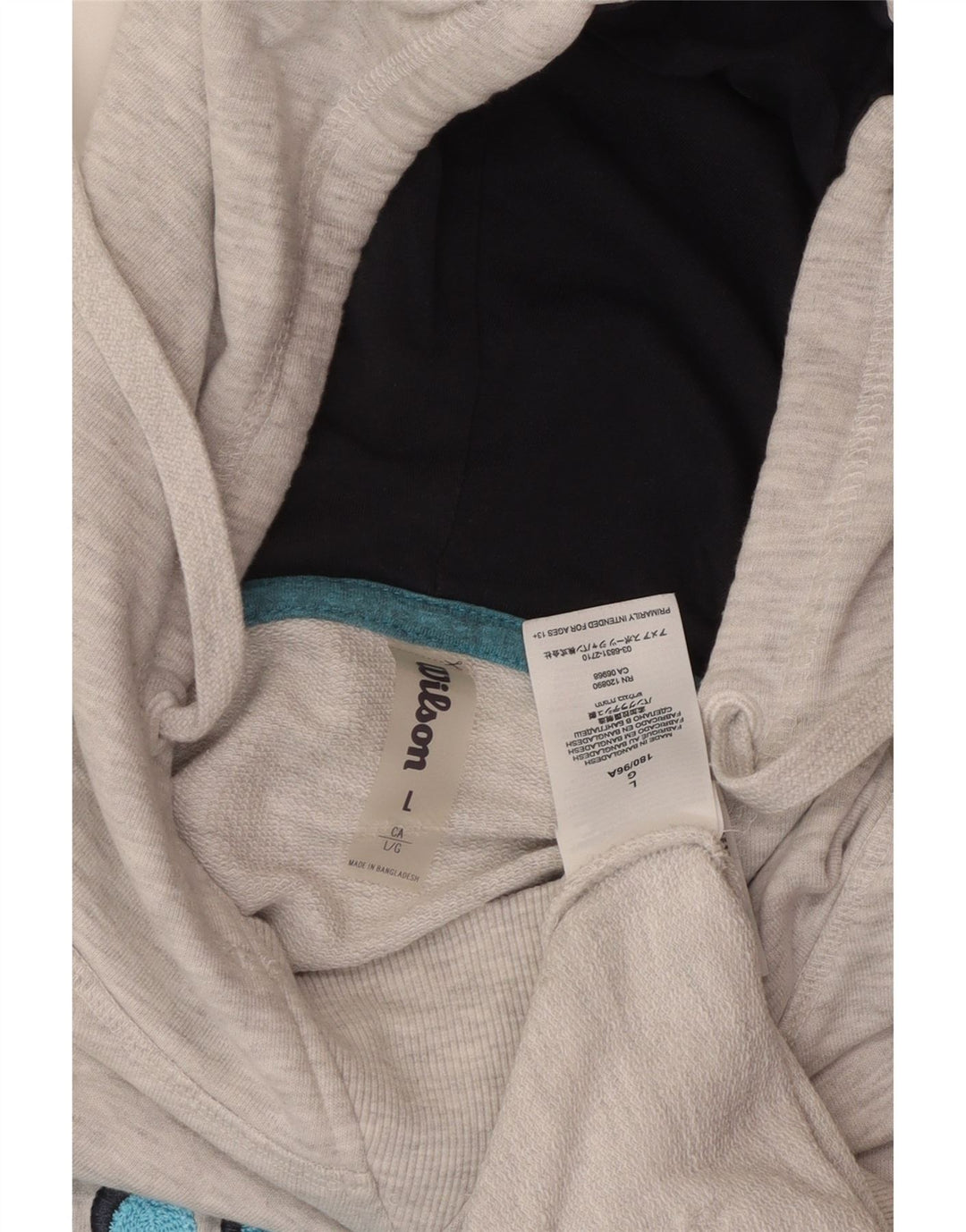 WILSON Suéter masculino com capuz gráfico grande algodão manchado cinza