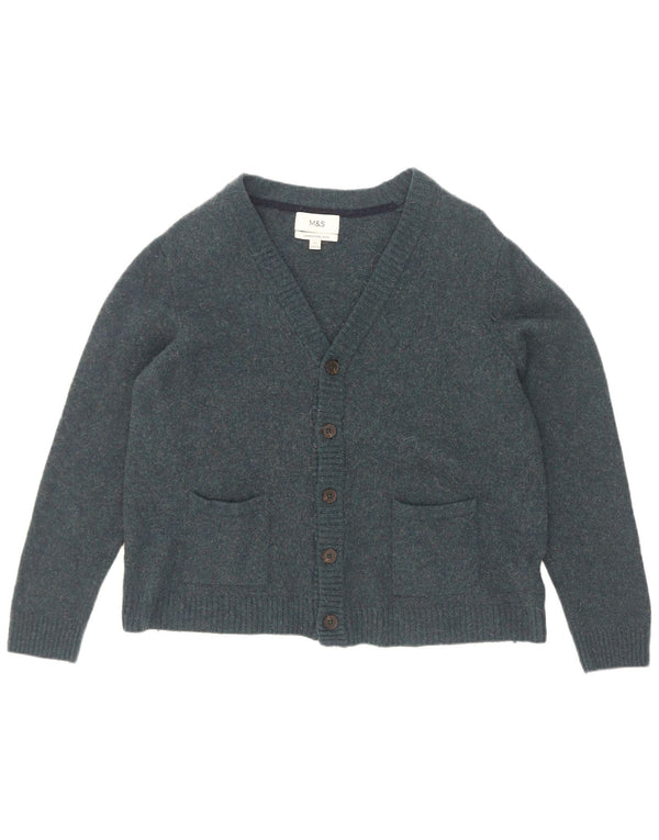 Suéter cardigã masculino Marks & Spencer 2XL lã azul