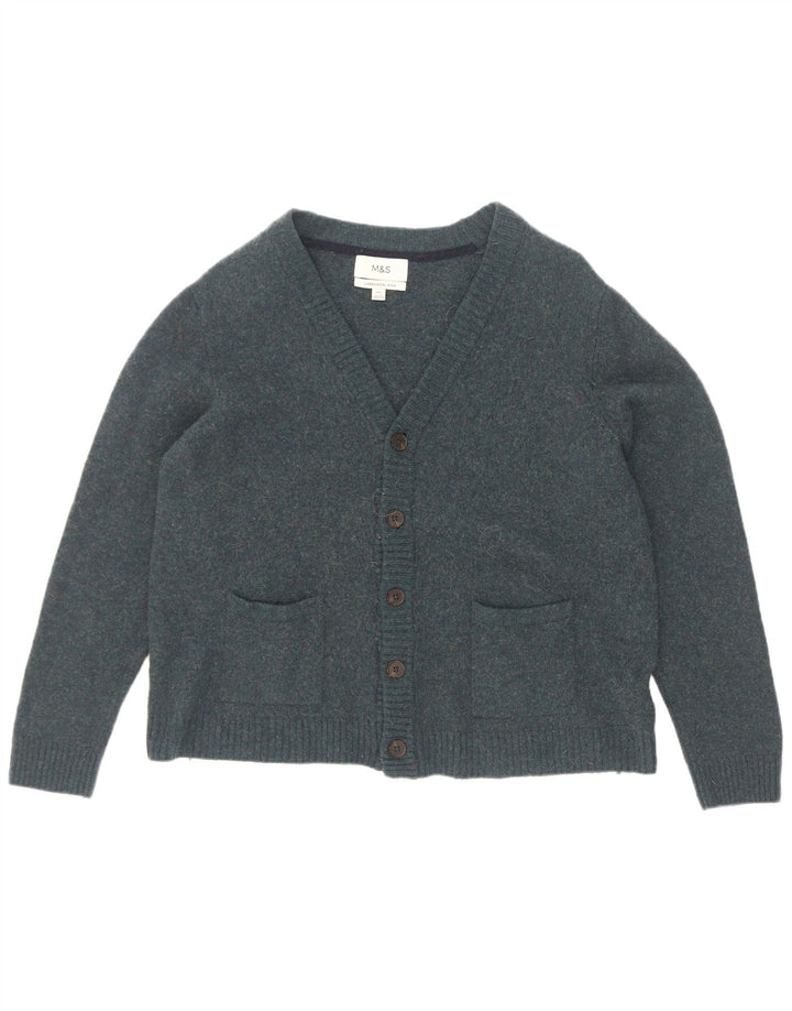 Suéter cardigã masculino Marks & Spencer 2XL lã azul