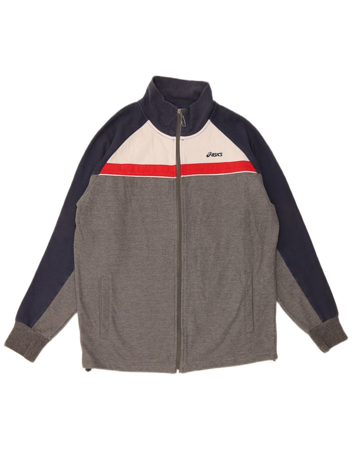 ASICS Mens Treino Top Jacket Médio Cinza Colourblock Algodão