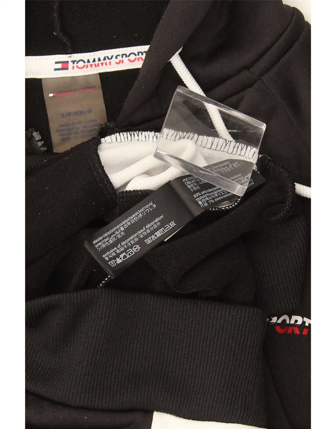 Tommy Hilfiger Suéter masculino com capuz e zíper pequeno preto colorblock poliéster