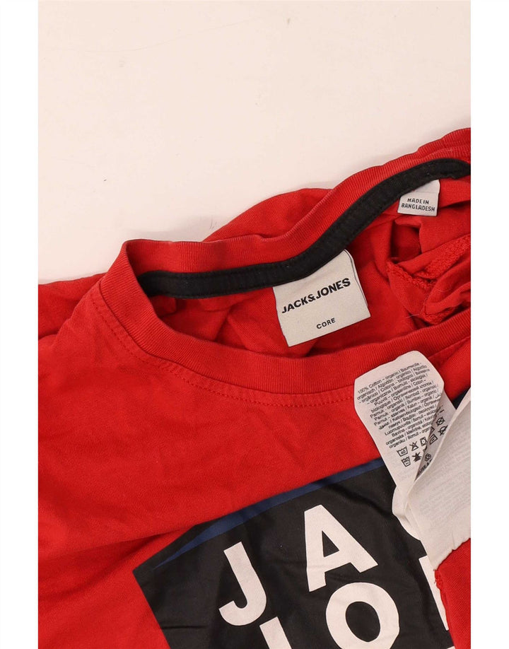 Camiseta gráfica masculina Jack & Jones Top médio algodão vermelho