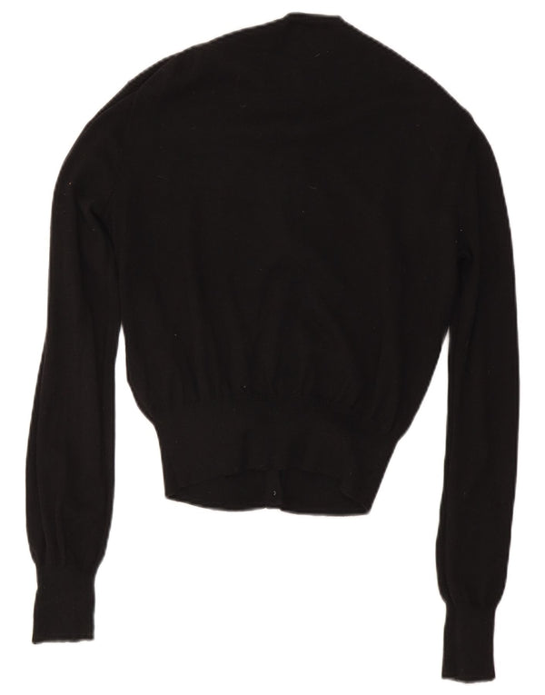 Suéter cardigã feminino Polo Ralph Lauren Reino Unido 14 grande algodão preto