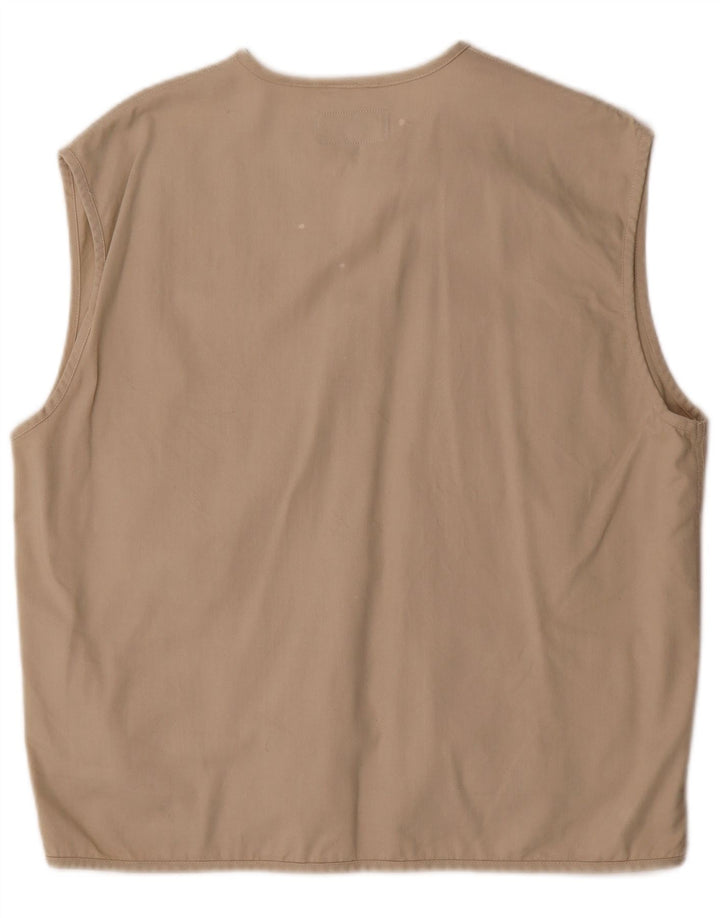 Colete utilitário masculino vintage UK 38 algodão bege médio
