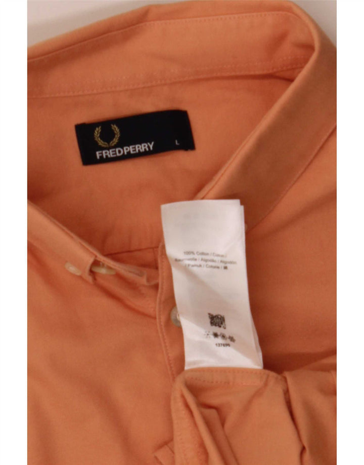 Camisa masculina de manga curta Fred Perry grande algodão laranja