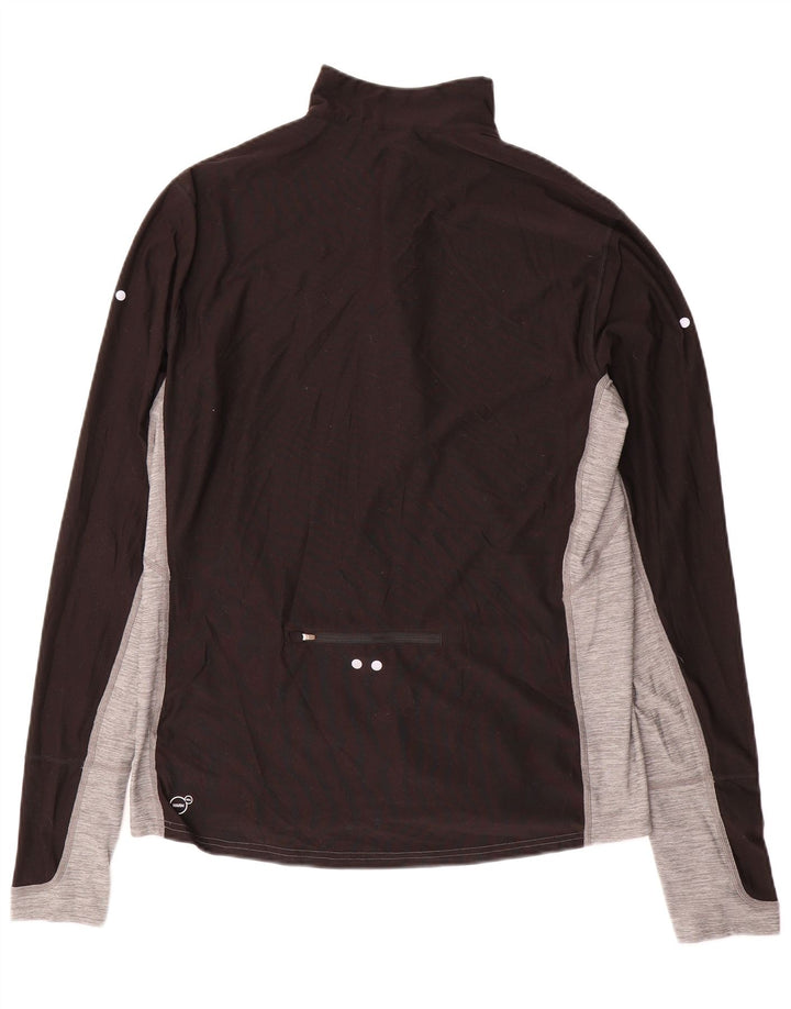 PUMA Mens Zip Neck Pullover Treino Top Médio Preto Colourblock