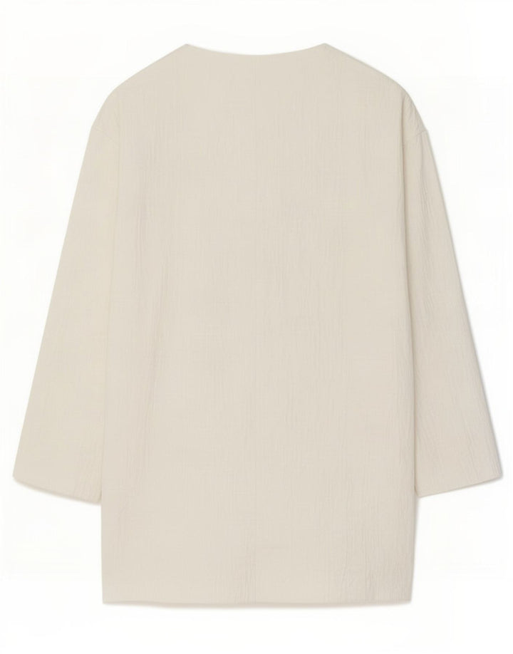 Zara Womens Longline Blazer Oversized Reino Unido 6 XS Algodão Branco