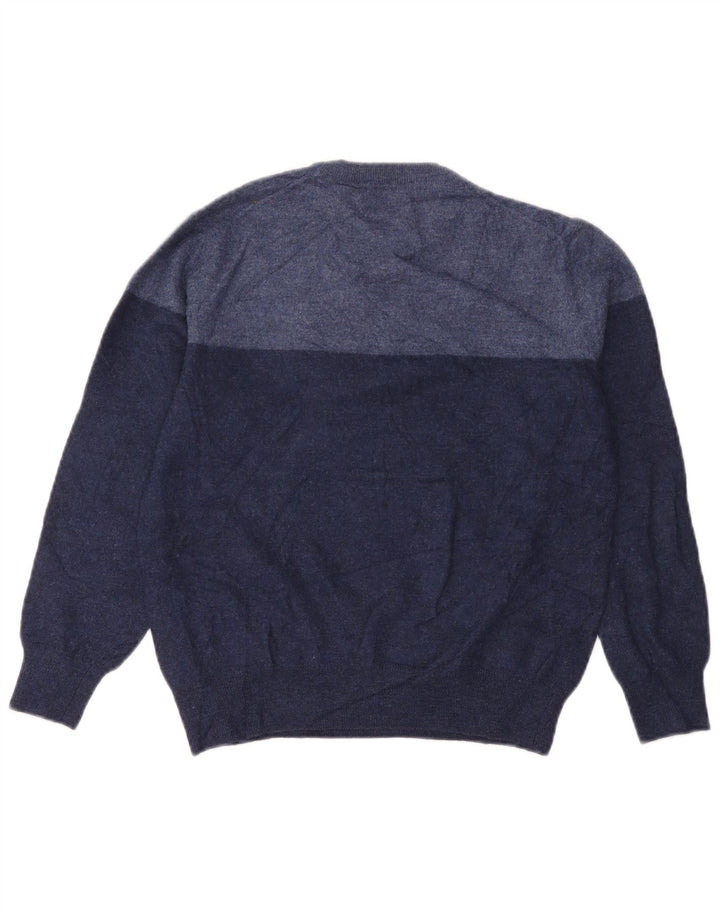 Suéter feminino Calvin Klein com gola redonda, tamanho 12, azul marinho médio