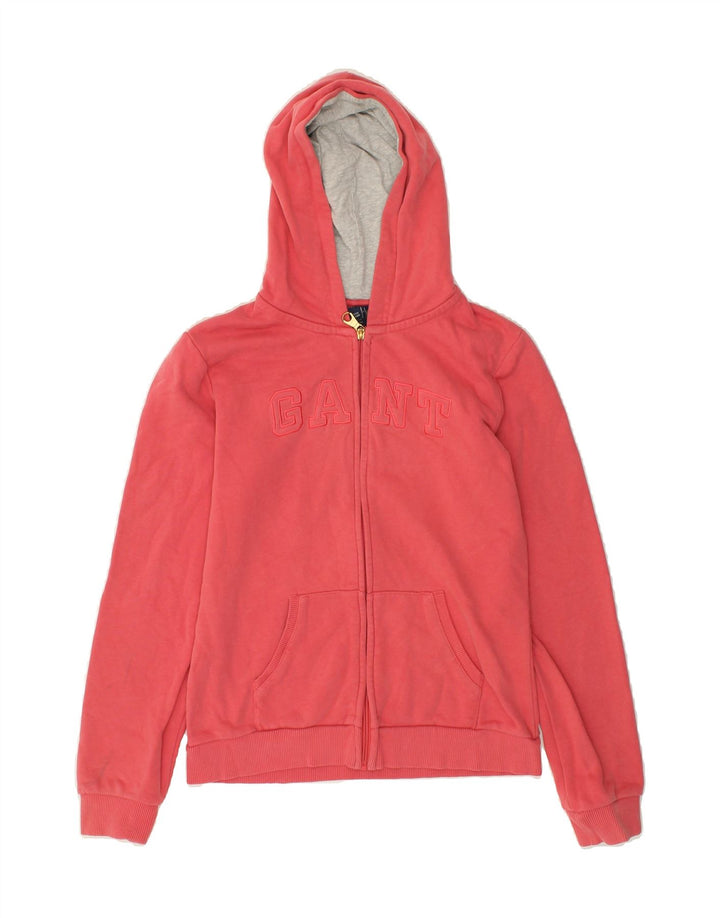 GANT Girls Graphic Zip Hoodie Sweater 14-15 Years Pink Cotton Vintage Gant and Second-Hand Gant from Messina Hembry 