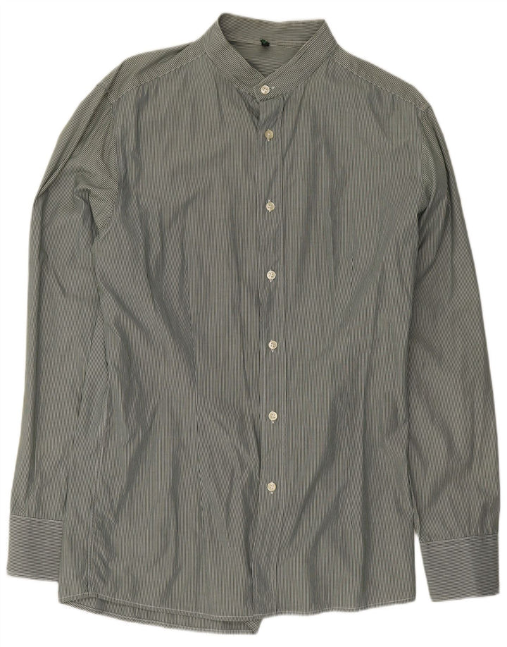Camisa masculina Benetton risca de giz verde médio clássica