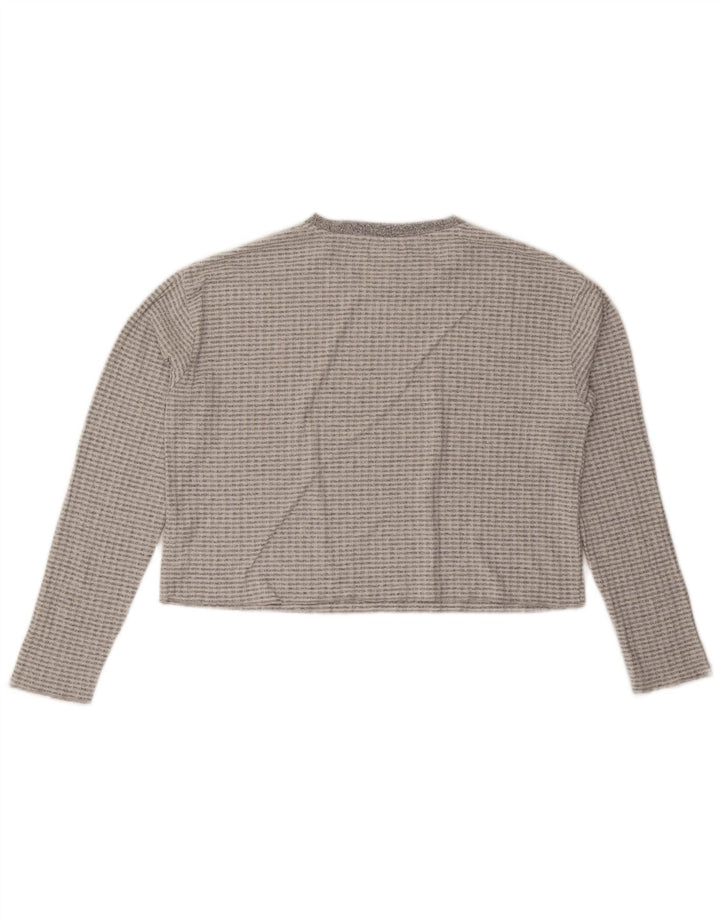 Topshop feminino cropped manga longa UK 14 poliéster cinza médio