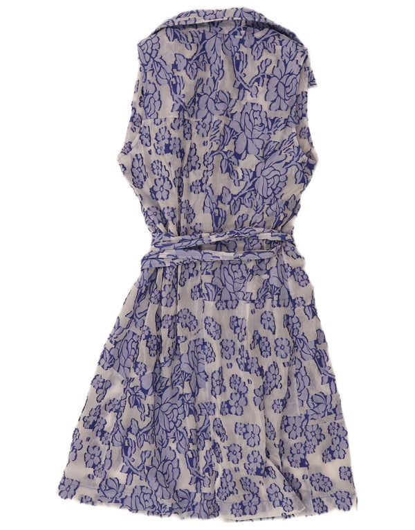 Vestido feminino sem mangas FAIRLY UK 14 floral azul médio