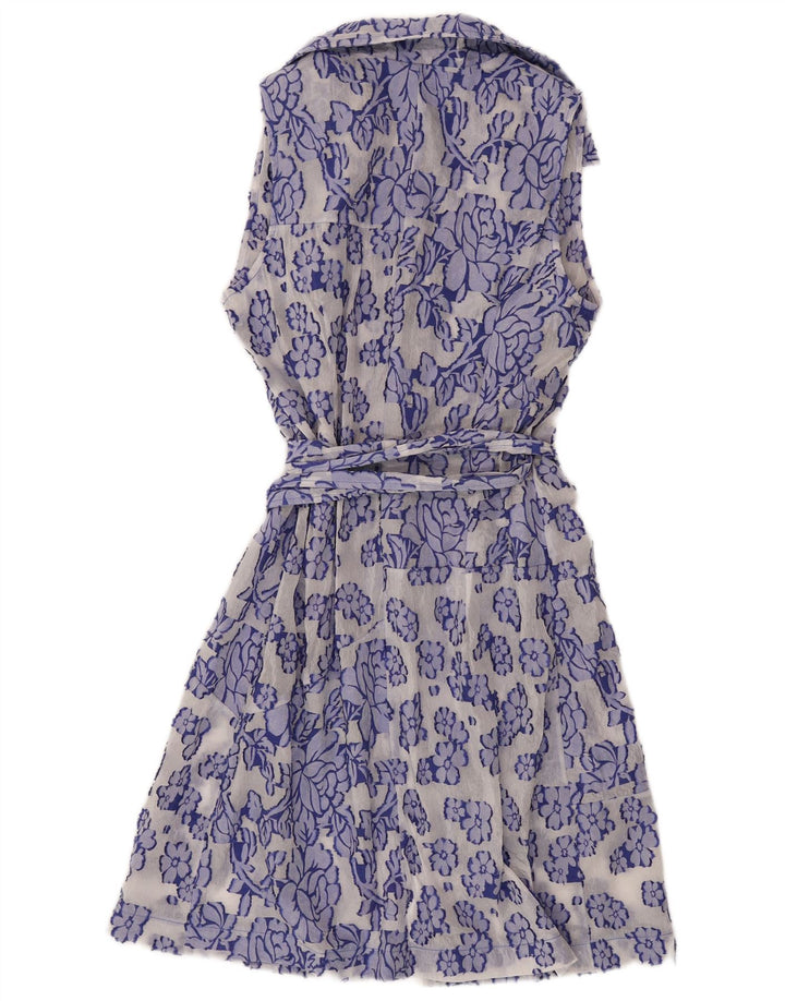 Vestido feminino sem mangas FAIRLY UK 14 floral azul médio