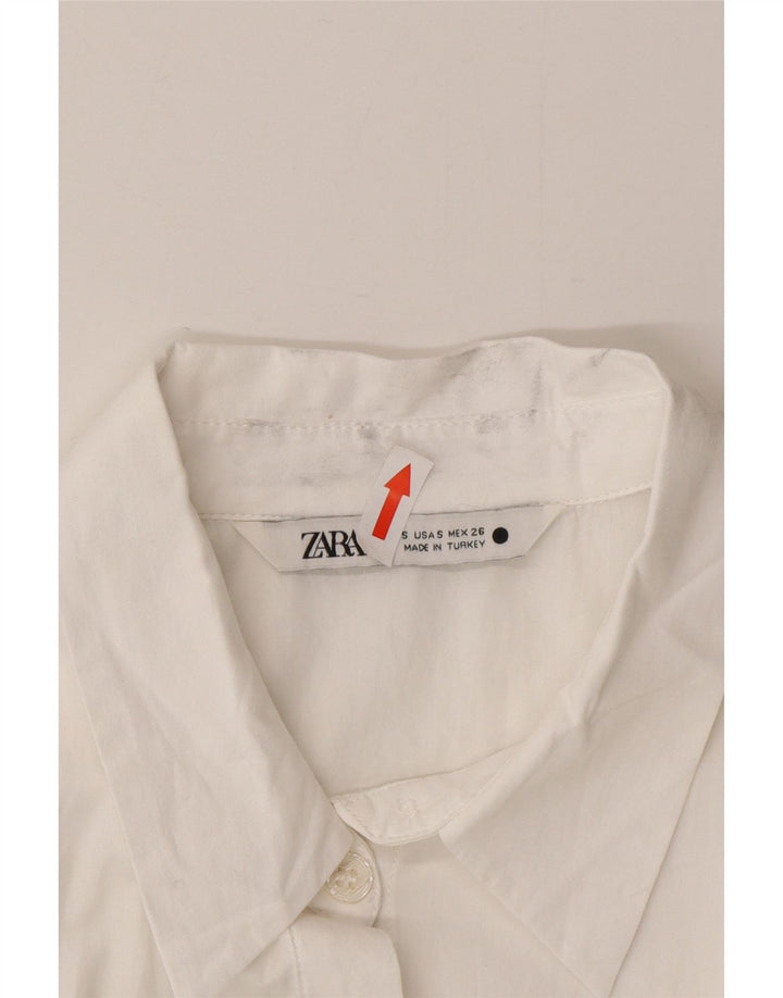 Blusa feminina assimétrica Zara Reino Unido 10 algodão branco pequeno