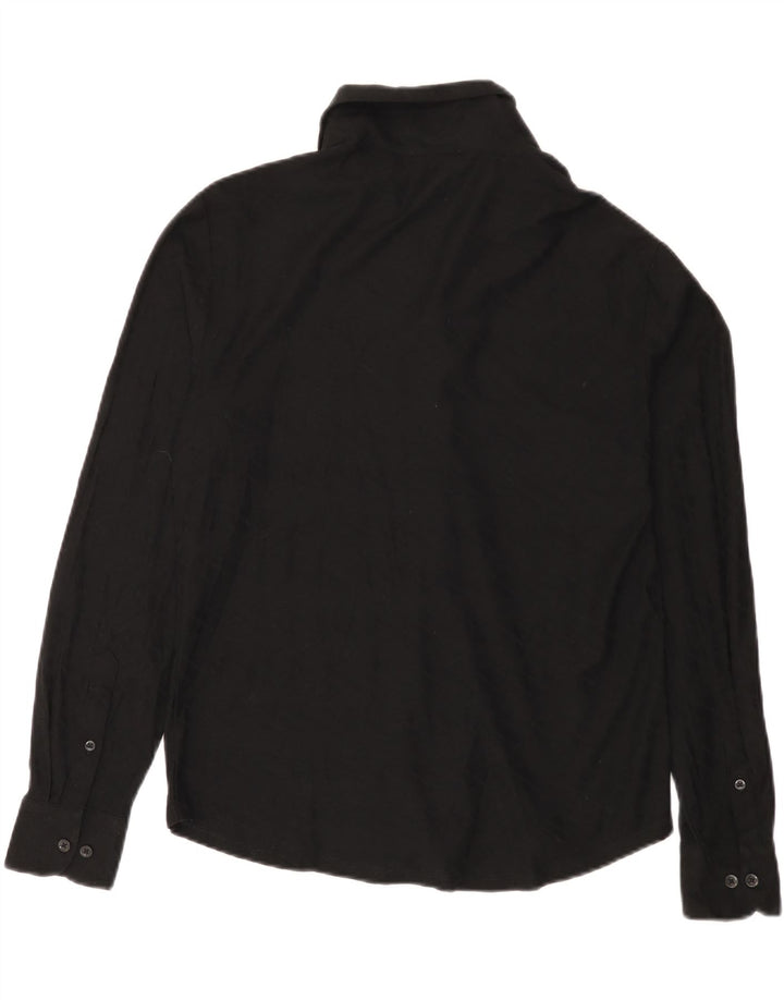 Camisa masculina Reiss de algodão geométrico preto médio