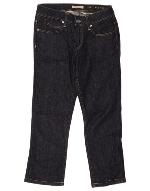 Burberry Calça jeans feminina reta Buckingham W26 L22 algodão azul marinho