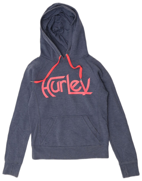 Suéter feminino Hurley com capuz e ajuste relaxado gráfico UK 4 XS azul algodão
