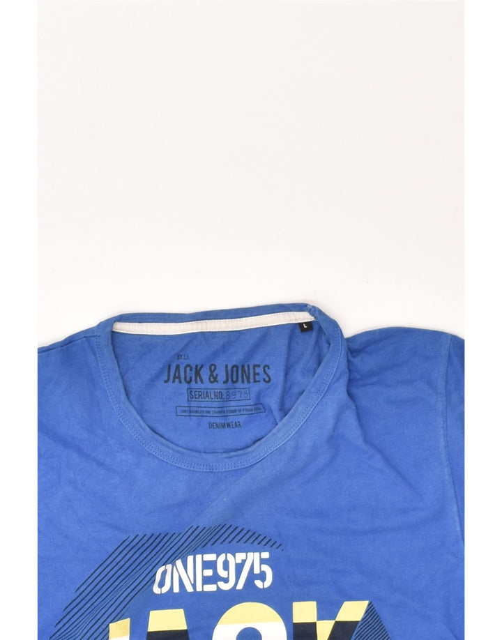 JACK & JONES Mens Slim Graphic T-Shirt Top Large Blue Cotton | Vintage Jack & Jones | Thrift | Second-Hand Jack & Jones | Used Clothing | Messina Hembry 